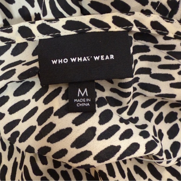 Who What Wear Casual Asymmetrical Sundress Black and Cream - Picture 5 of 6